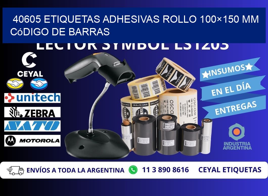 40605 etiquetas adhesivas rollo 100×150 mm código de barras