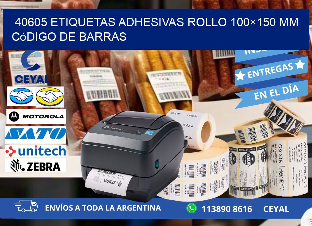 40605 etiquetas adhesivas rollo 100×150 mm código de barras