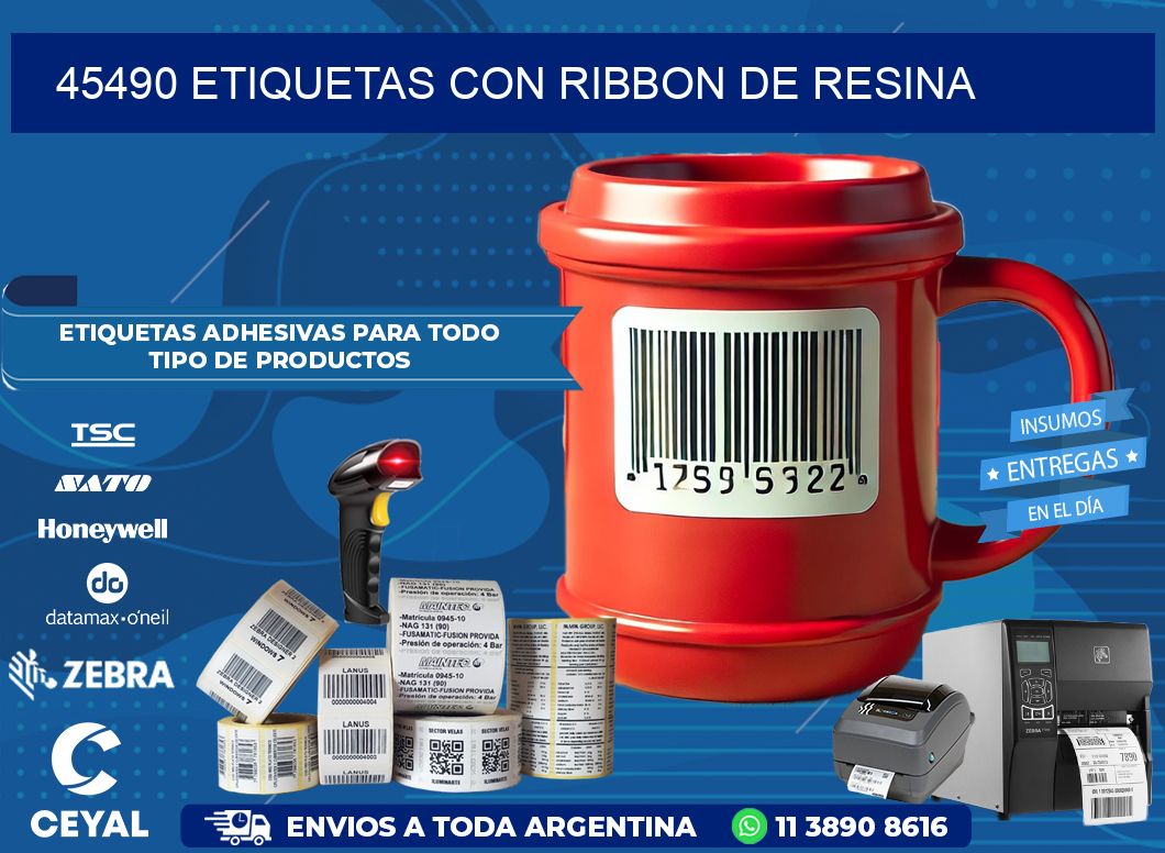 45490 etiquetas con ribbon de resina