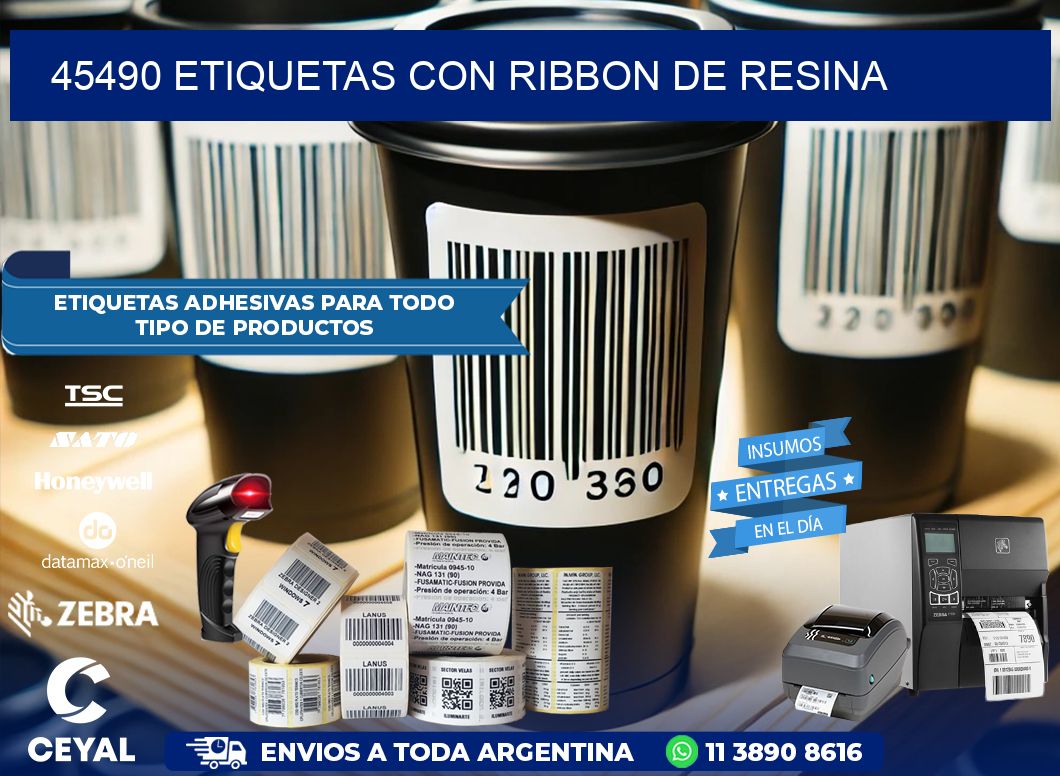 45490 etiquetas con ribbon de resina
