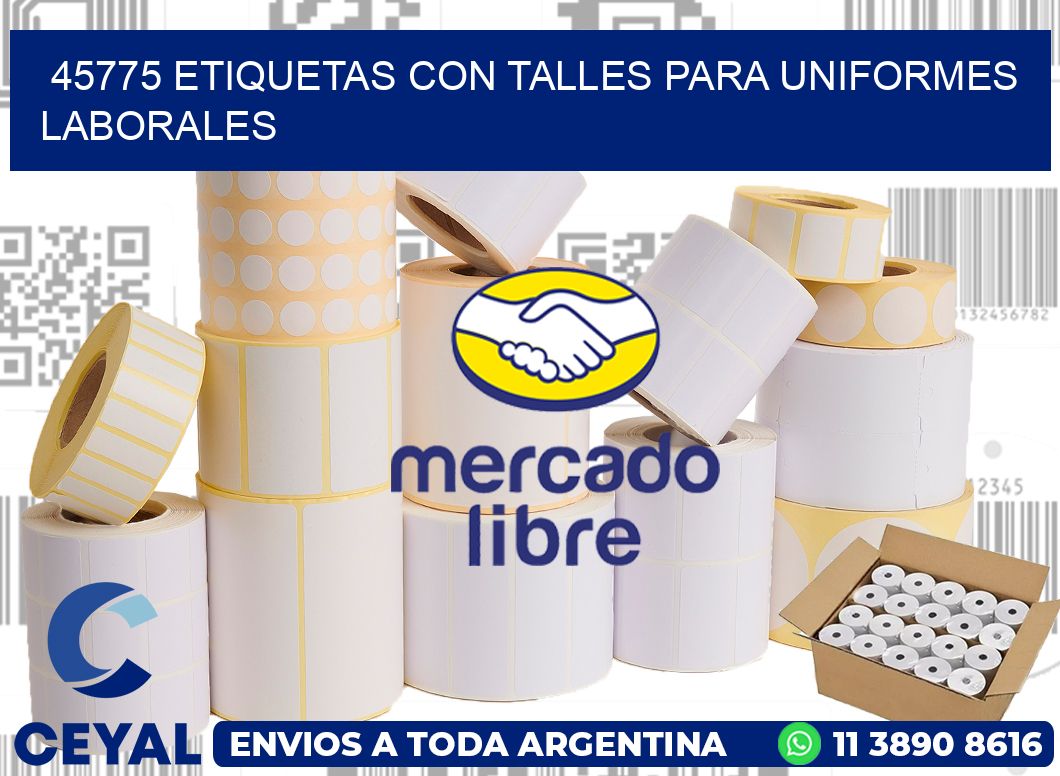 45775 etiquetas con talles para uniformes laborales