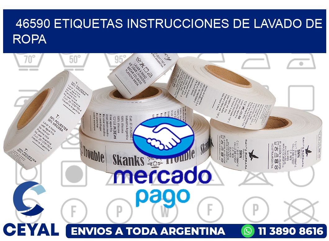 46590 etiquetas instrucciones de lavado de ropa