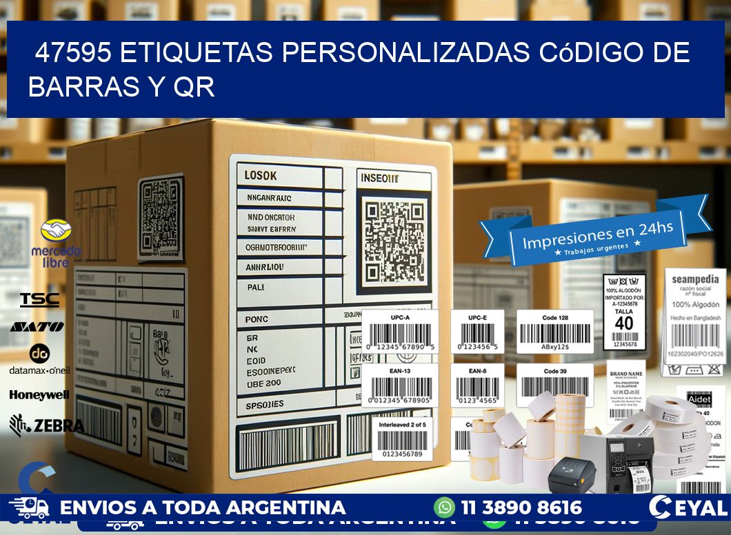 47595 etiquetas personalizadas código de barras y QR