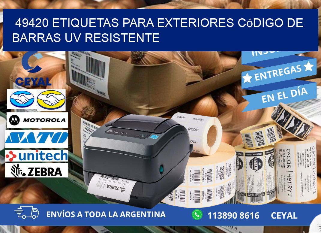 49420 etiquetas para exteriores código de barras UV resistente