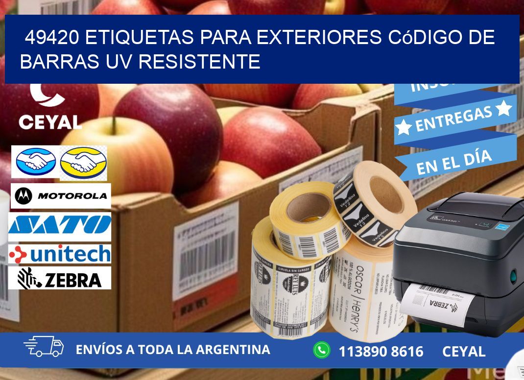 49420 etiquetas para exteriores código de barras UV resistente