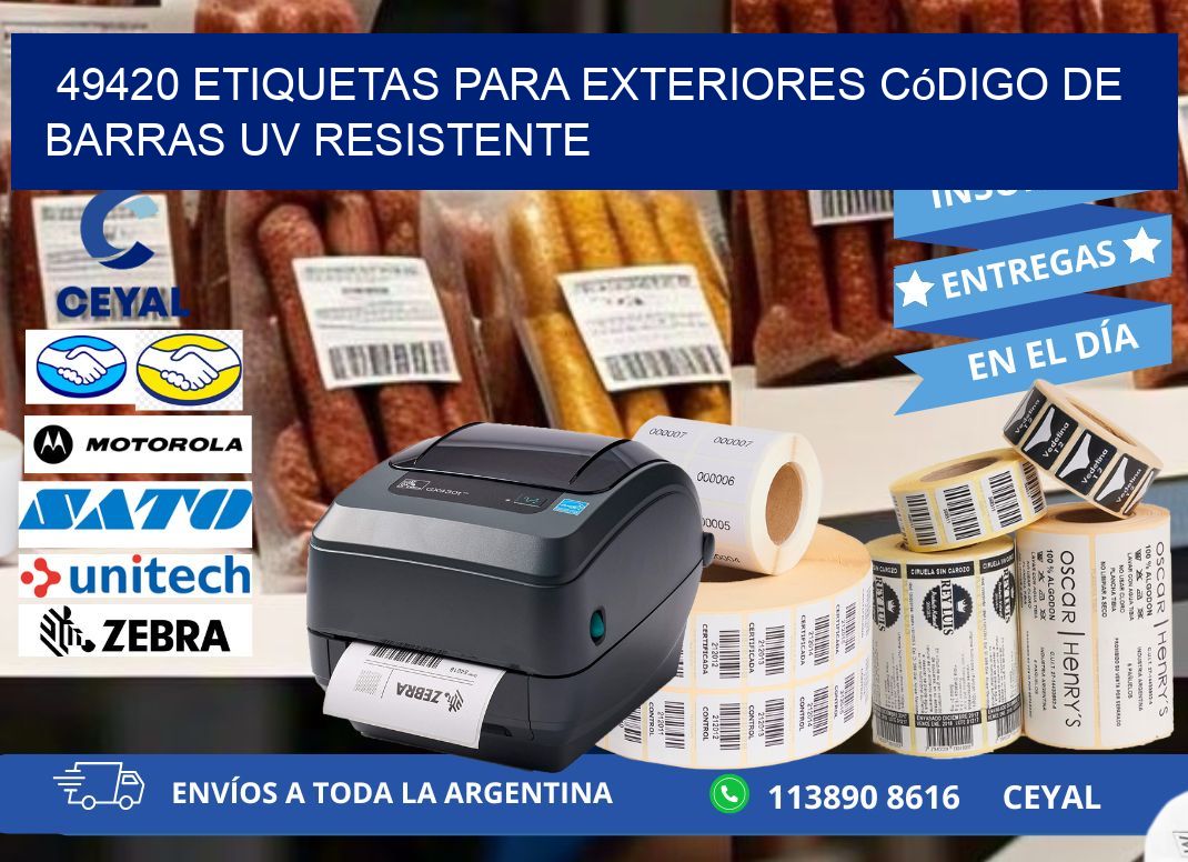 49420 etiquetas para exteriores código de barras UV resistente