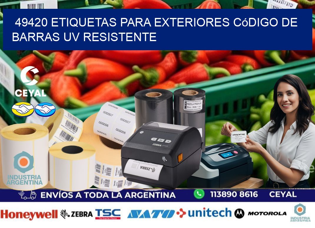 49420 etiquetas para exteriores código de barras UV resistente