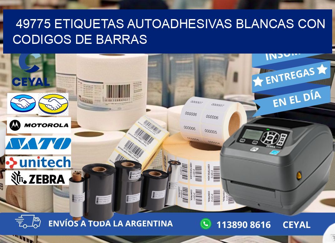49775 etiquetas autoadhesivas blancas con codigos de barras