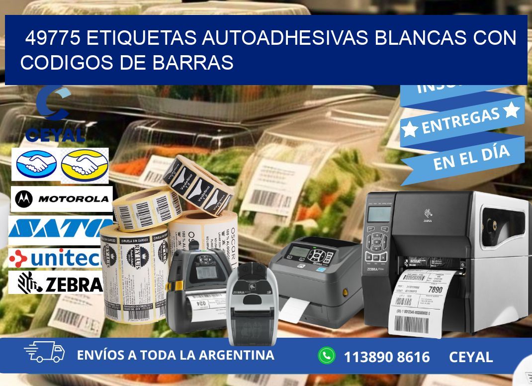 49775 etiquetas autoadhesivas blancas con codigos de barras