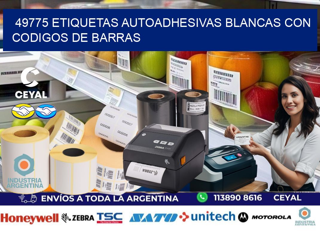 49775 etiquetas autoadhesivas blancas con codigos de barras