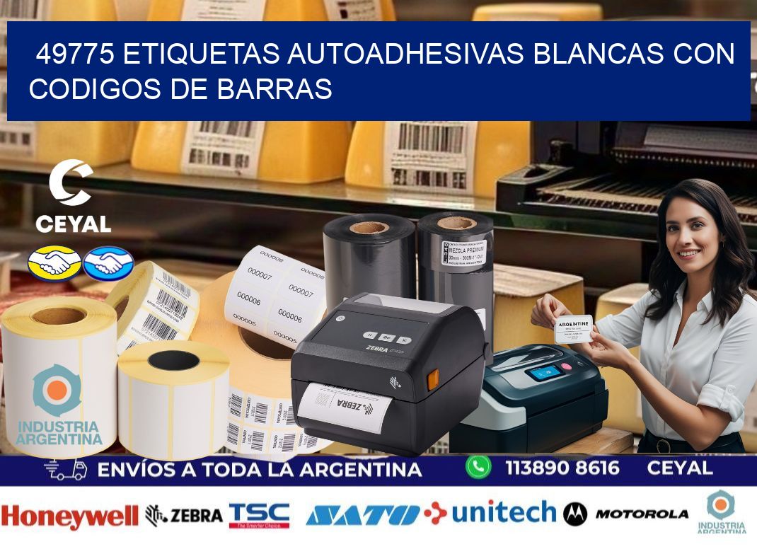 49775 etiquetas autoadhesivas blancas con codigos de barras