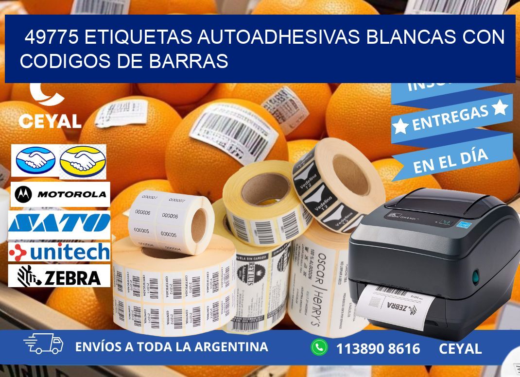 49775 etiquetas autoadhesivas blancas con codigos de barras