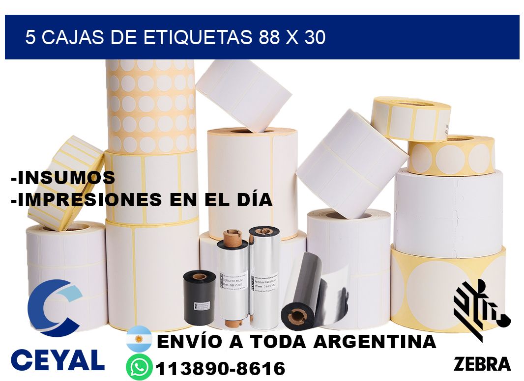 5 cajas de etiquetas 88 x 30