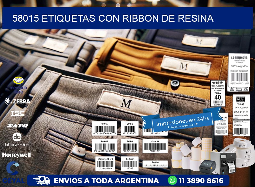 58015 etiquetas con ribbon de resina