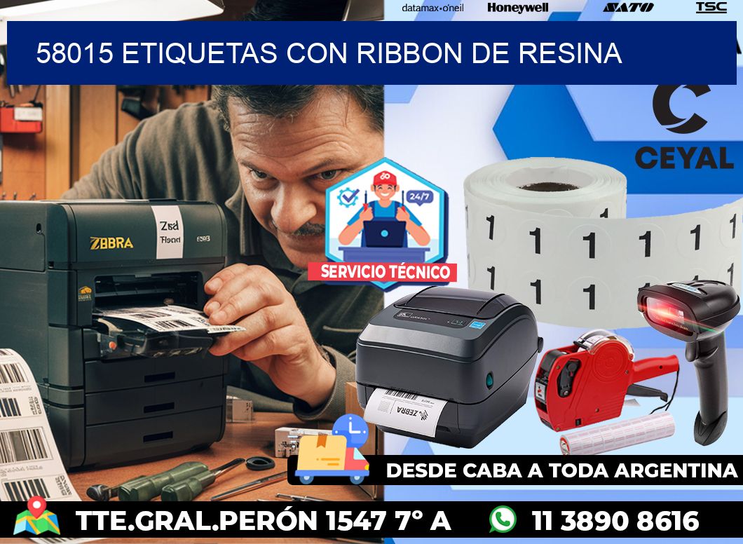 58015 etiquetas con ribbon de resina