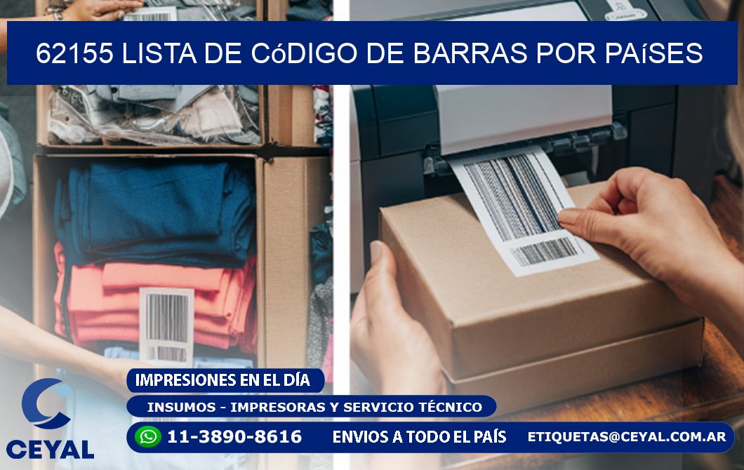62155 Lista de código de barras por países