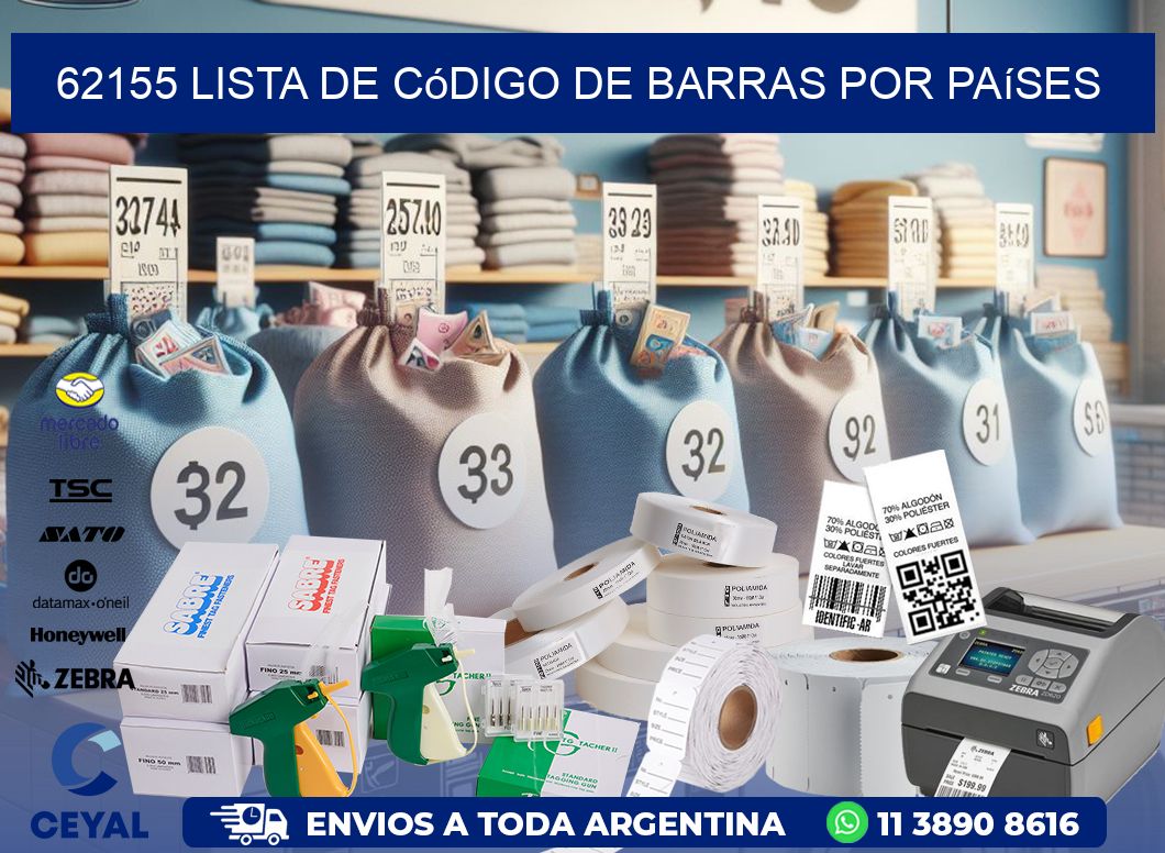 62155 Lista de código de barras por países