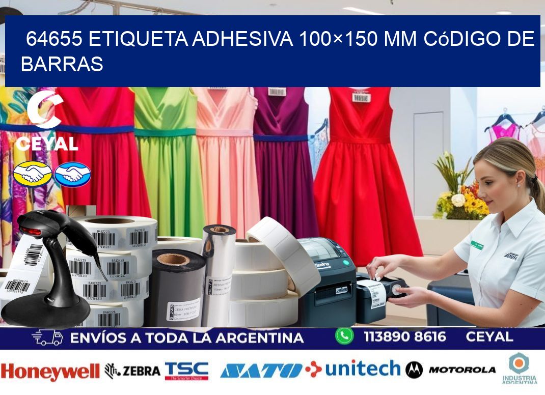 64655 etiqueta adhesiva 100×150 mm código de barras