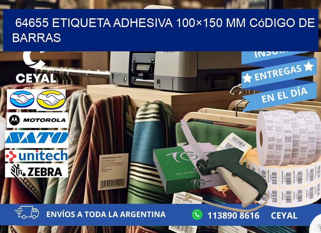 64655 etiqueta adhesiva 100×150 mm código de barras