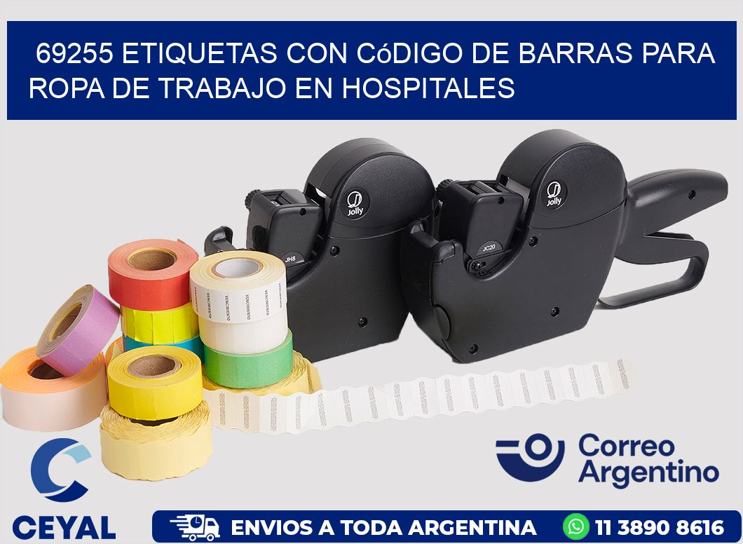 69255 Etiquetas con código de barras para ropa de trabajo en hospitales