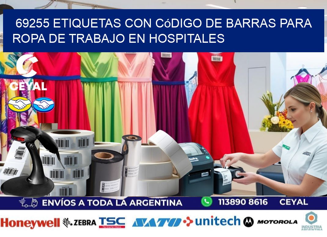 69255 Etiquetas con código de barras para ropa de trabajo en hospitales