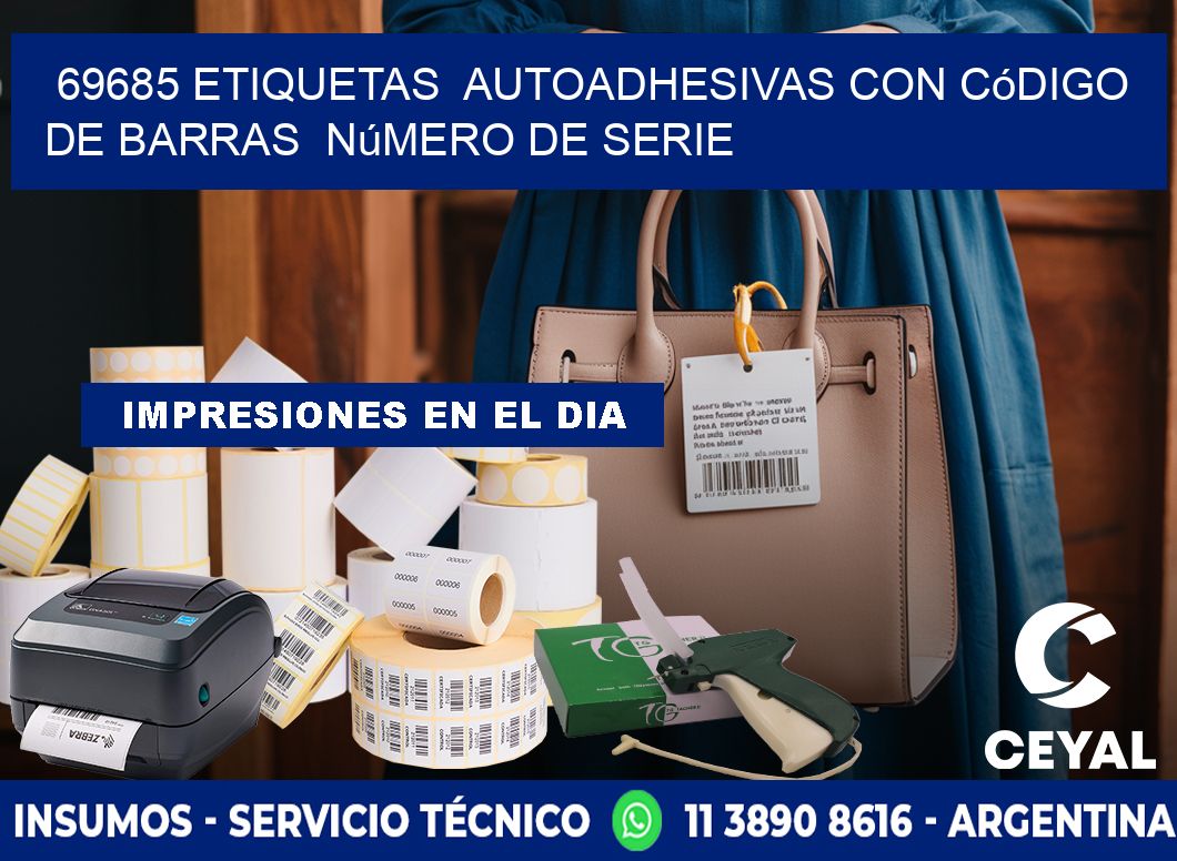 69685 etiquetas  autoadhesivas con código de barras  número de serie