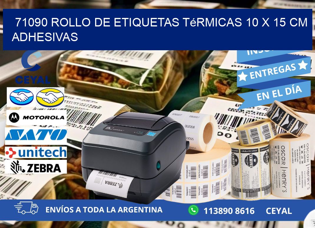 71090 Rollo de Etiquetas Térmicas 10 x 15 cm Adhesivas
