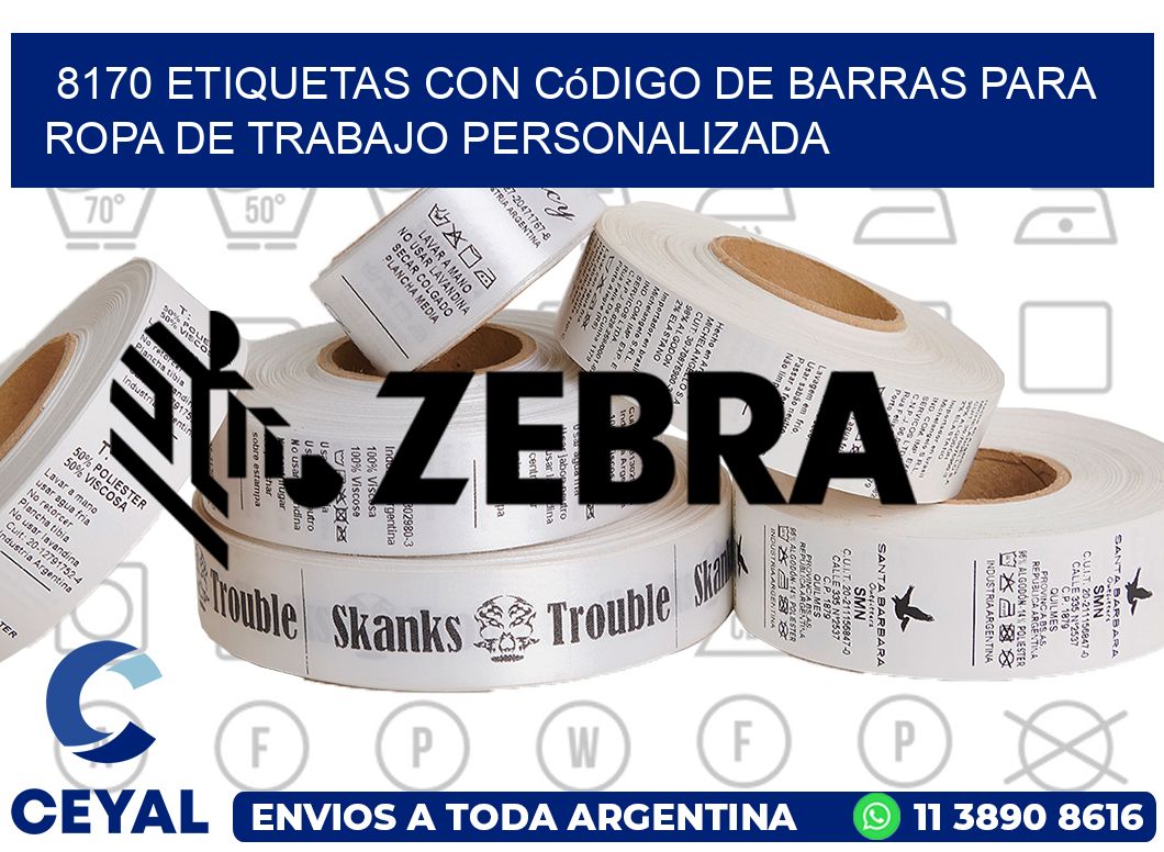 8170 Etiquetas con código de barras para ropa de trabajo personalizada