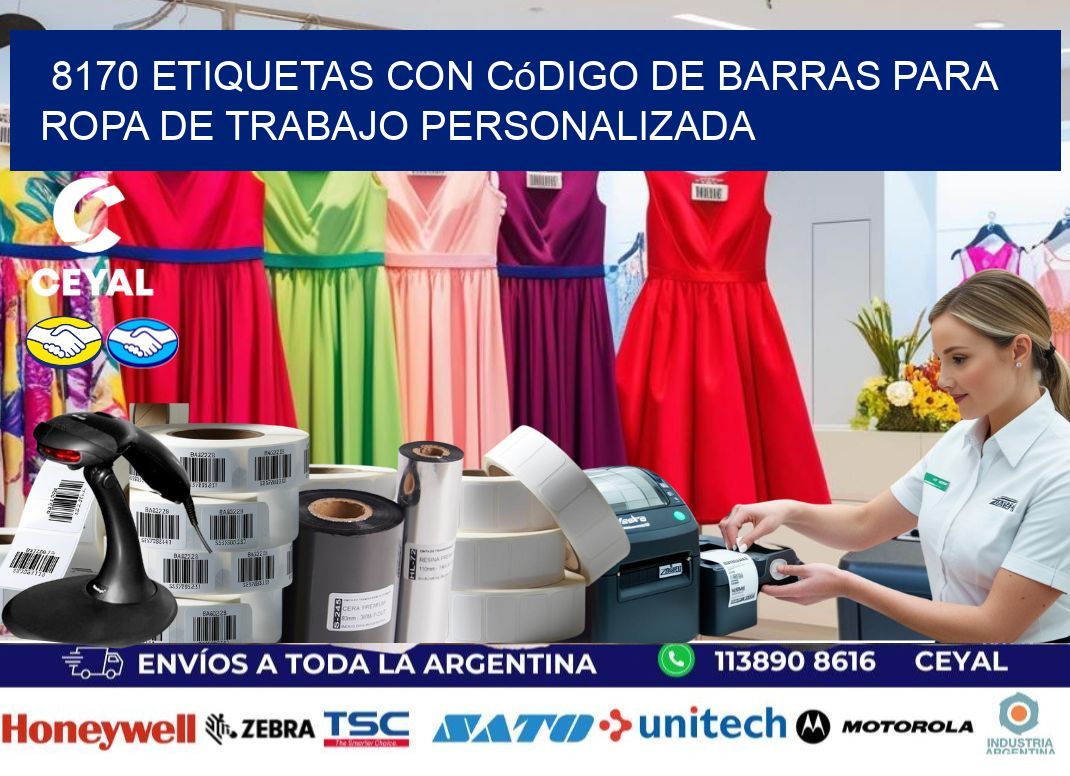 8170 Etiquetas con código de barras para ropa de trabajo personalizada