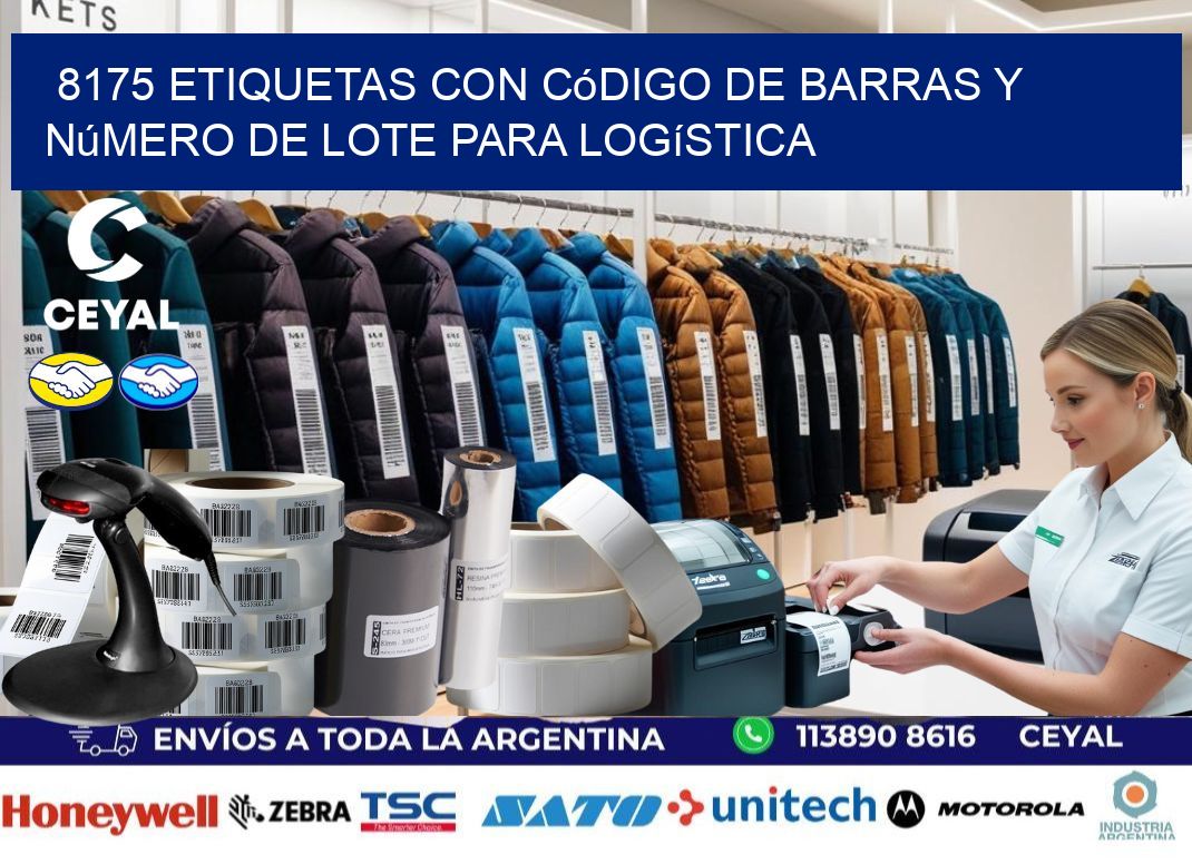 8175 etiquetas con código de barras y número de lote para logística