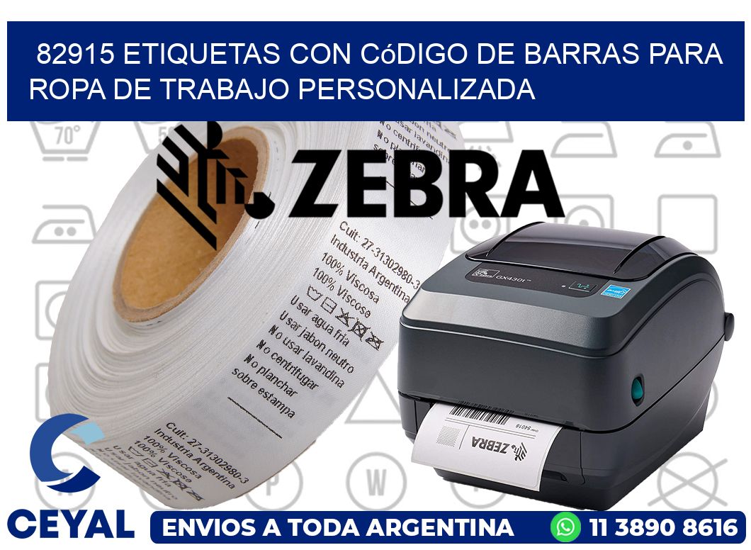 82915 Etiquetas con código de barras para ropa de trabajo personalizada