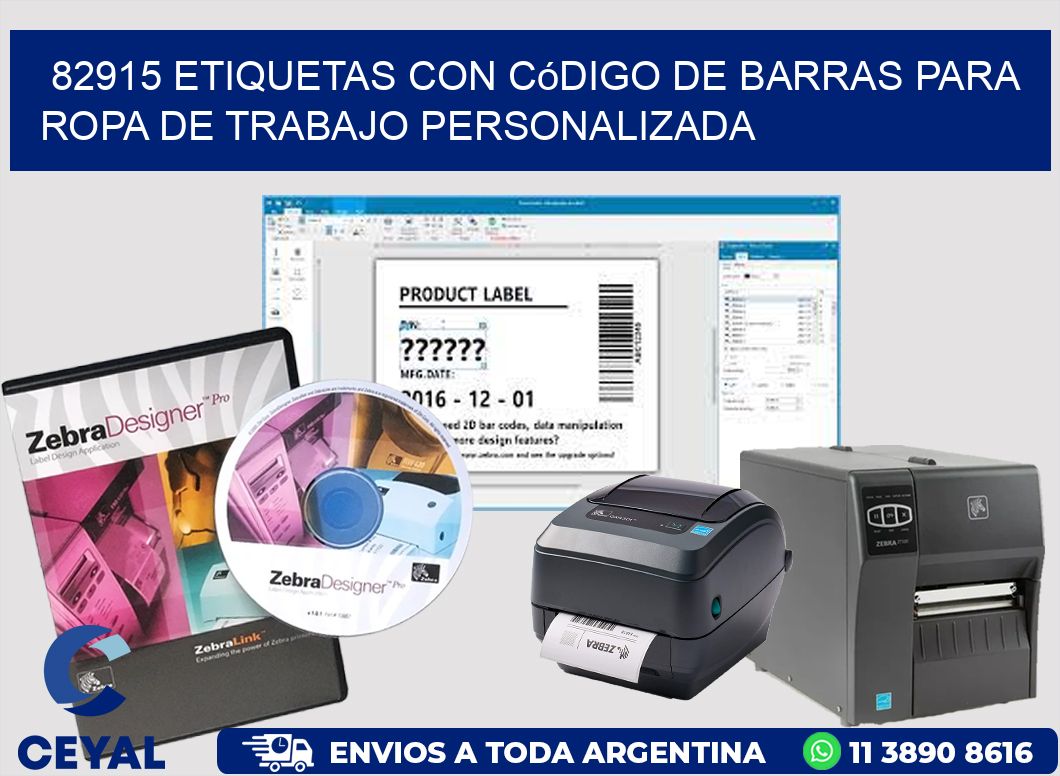 82915 Etiquetas con código de barras para ropa de trabajo personalizada
