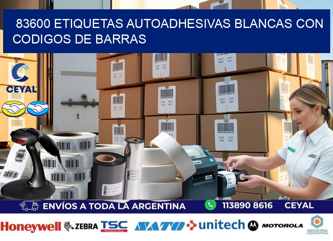 83600 etiquetas autoadhesivas blancas con codigos de barras