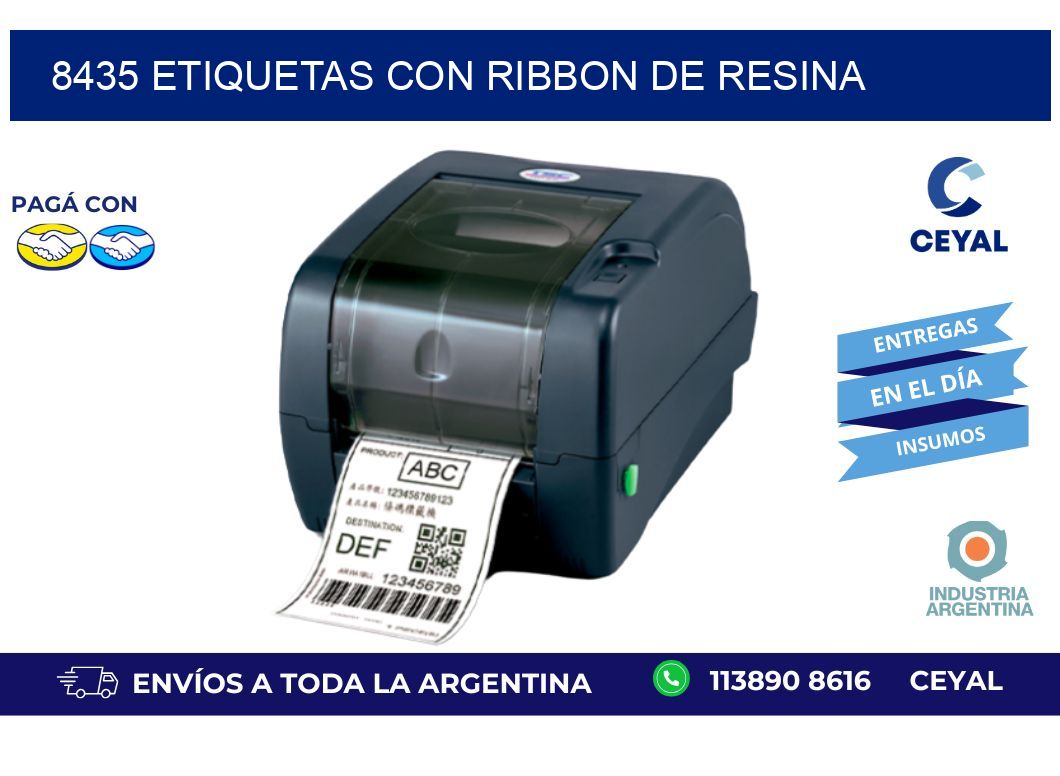 8435 etiquetas con ribbon de resina