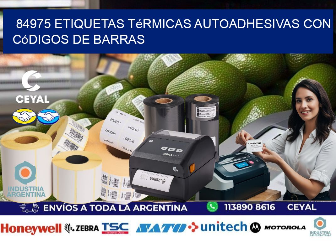 84975 Etiquetas térmicas autoadhesivas con códigos de barras