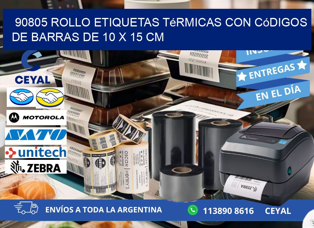 90805 Rollo etiquetas térmicas con Códigos de Barras de 10 x 15 cm