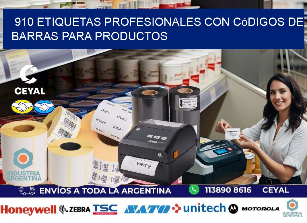910 Etiquetas profesionales con códigos de barras para productos