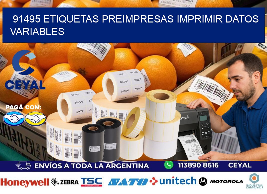 91495 Etiquetas preimpresas imprimir datos variables