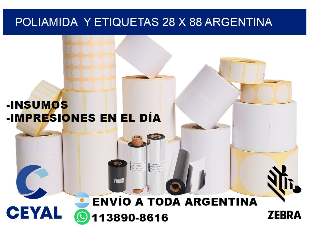 Poliamida y etiquetas 28 x 88 argentina
