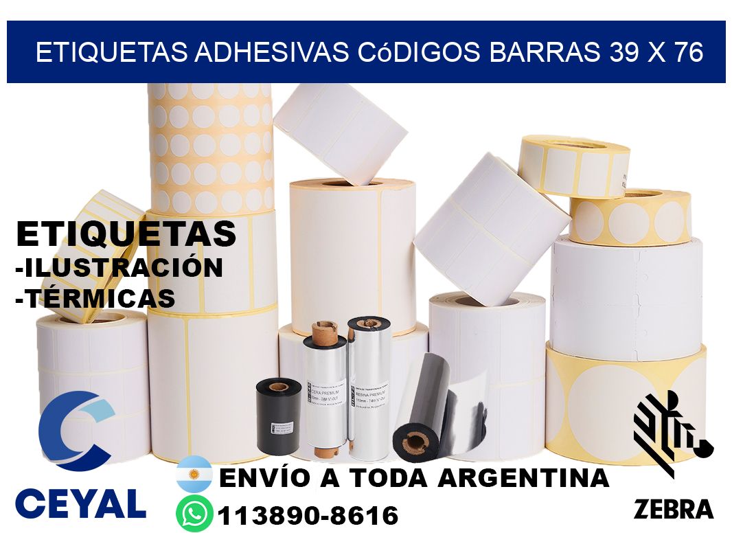 etiquetas adhesivas códigos barras 39 x 76