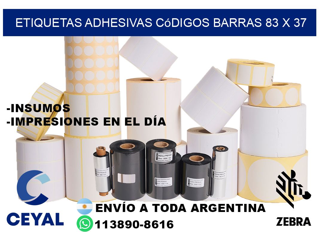 etiquetas adhesivas códigos barras 83 x 37