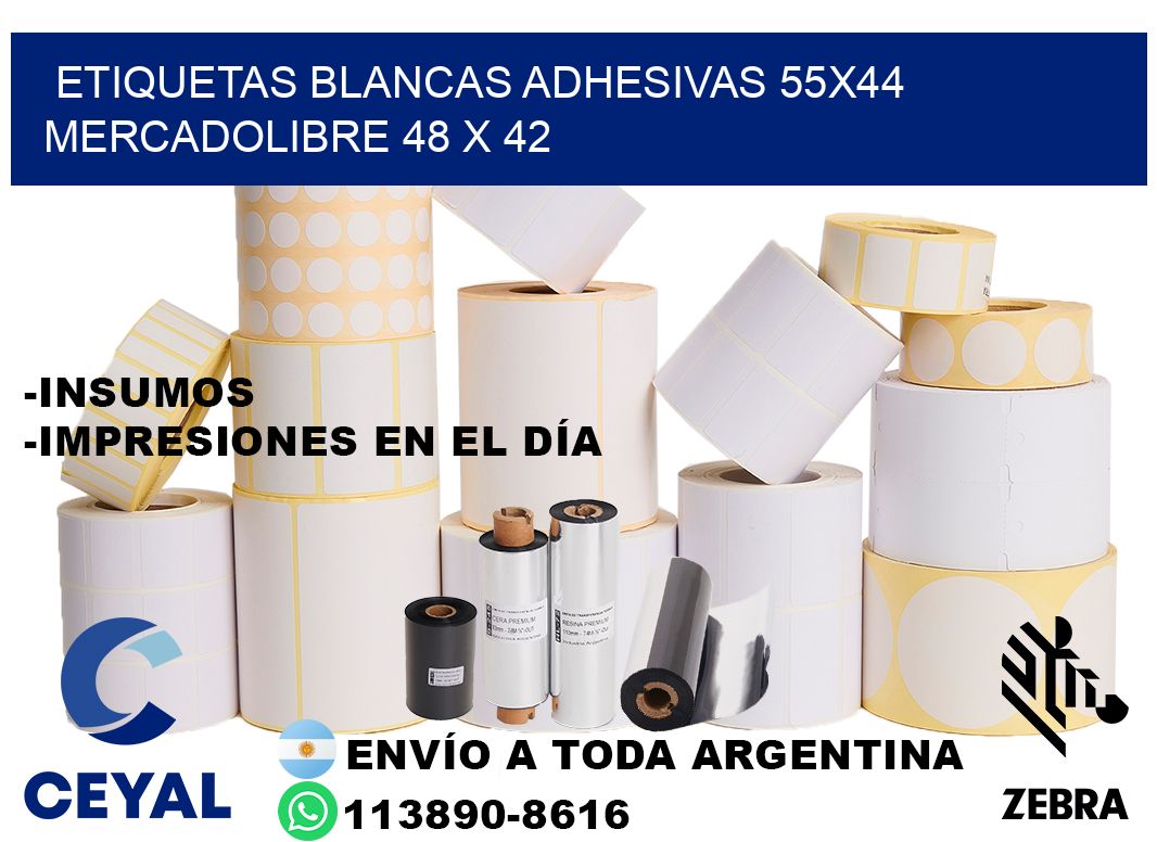 etiquetas blancas adhesivas 55x44 mercadolibre 48 x 42
