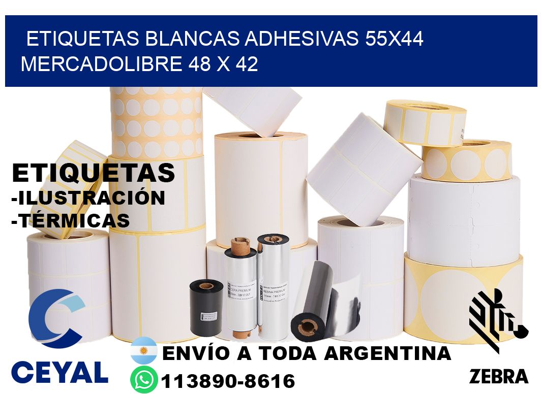 etiquetas blancas adhesivas 55x44 mercadolibre 48 x 42