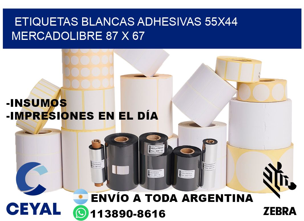 etiquetas blancas adhesivas 55x44 mercadolibre 87 x 67