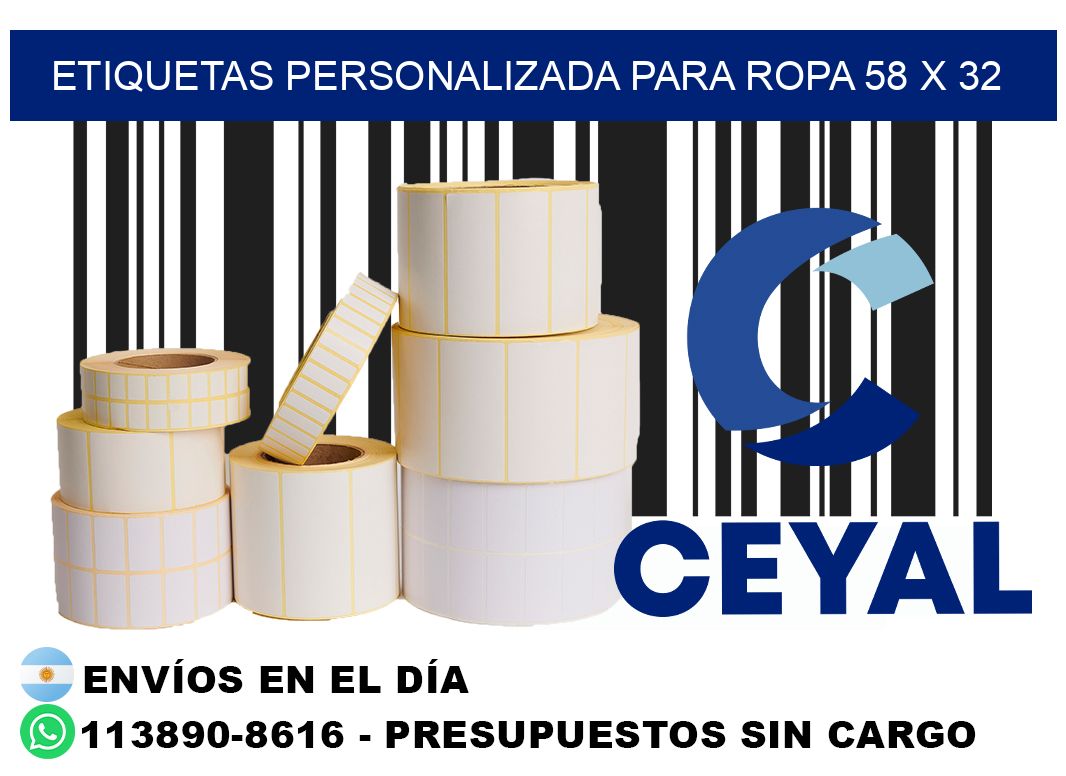 etiquetas personalizada para ropa 58 x 32
