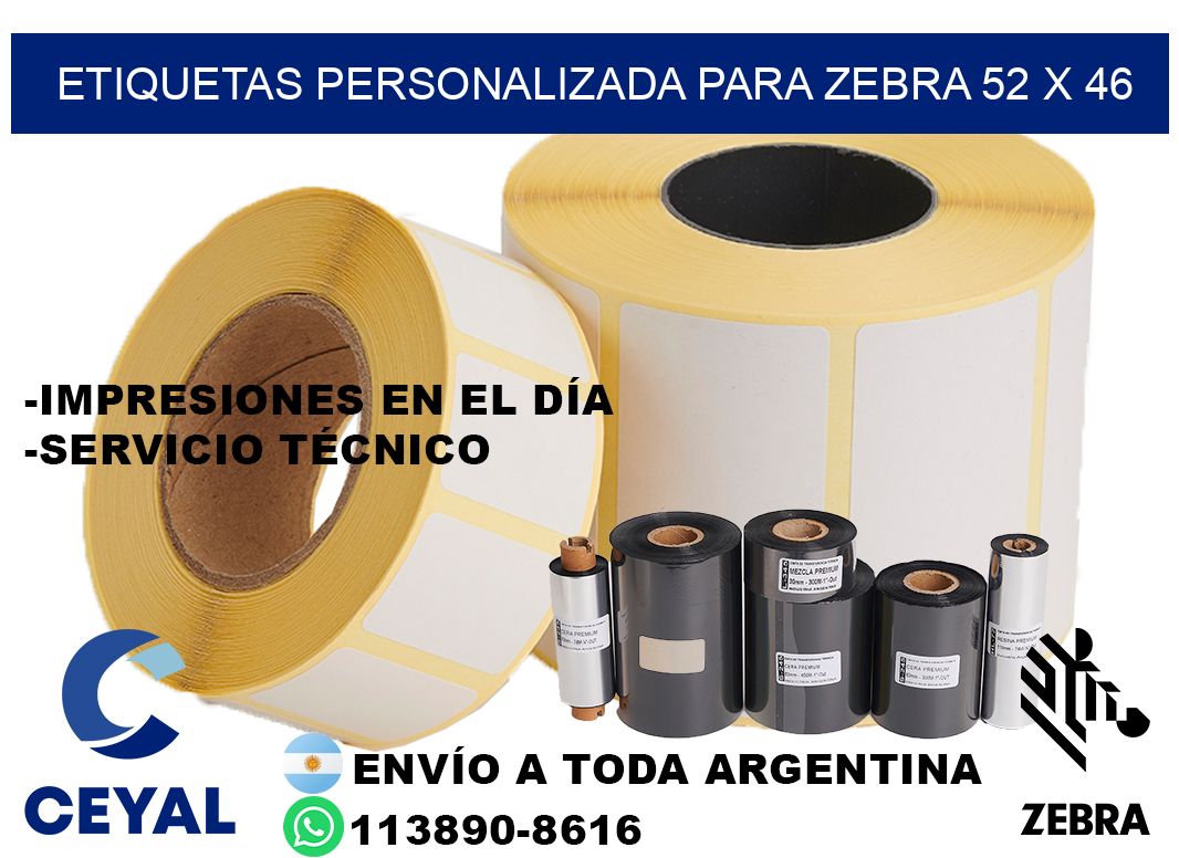 etiquetas personalizada para zebra 52 x 46