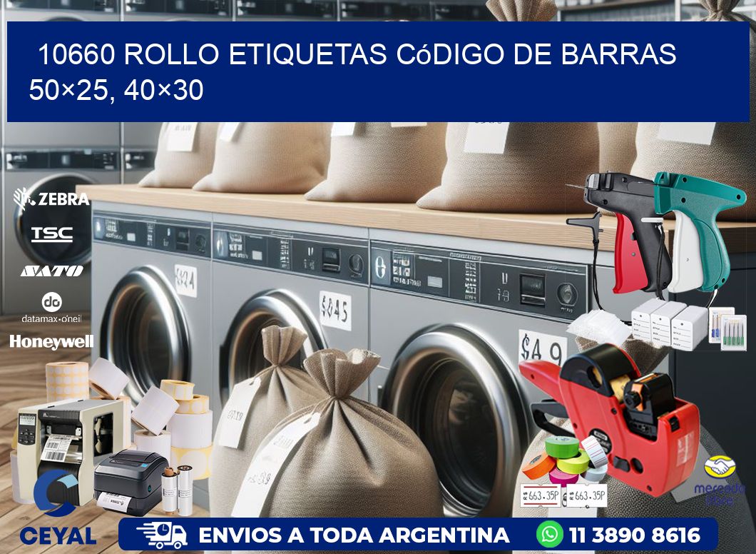 10660 rollo etiquetas código de barras 50×25, 40×30