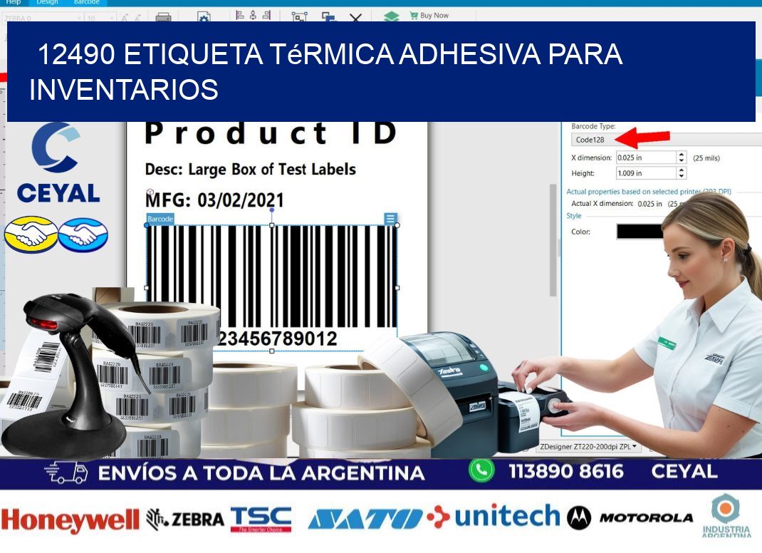 12490 Etiqueta térmica adhesiva para Inventarios