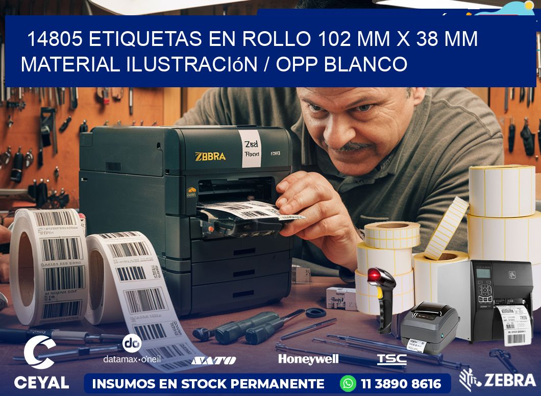 14805 Etiquetas en rollo 102 mm x 38 mm material Ilustración / OPP Blanco