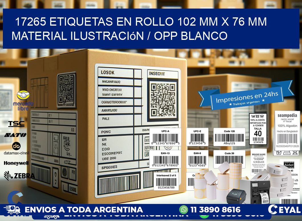 17265 Etiquetas en rollo 102 mm x 76 mm material Ilustración / OPP Blanco